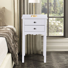 Load image into Gallery viewer, Elegant 2-Drawer End Table Nightstand Side Table in White Wood Finish