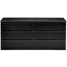 Load image into Gallery viewer, Modern 6 Drawer Double Dresser in Black Woodgrain Finish