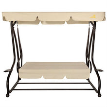 Load image into Gallery viewer, Outdoor 3-Seat Canopy Swing with Beige Cushions for Patio Deck or Porch
