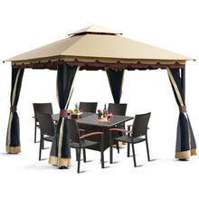Load image into Gallery viewer, 10 x 10 Ft Outdoor Gazebo with Taupe Brown Vented Canopy and Mesh Side Walls