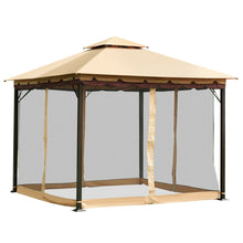 Load image into Gallery viewer, 10 x 10 Ft Outdoor Gazebo with Taupe Brown Vented Canopy and Mesh Side Walls