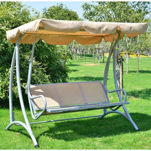 Load image into Gallery viewer, Sturdy 3-Person Outdoor Patio Porch Canopy Swing in Sand Color
