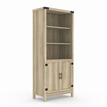 Load image into Gallery viewer, FarmHome Oak 3 Adjustable Shelves Entryway Bookcase Storage Cabinet