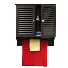 Load image into Gallery viewer, Espresso Wall Mounted Bathroom Cabinet with Shelves and Towel Bar