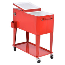 Load image into Gallery viewer, 80 Quart Red Sturdy Rolling Steel Construction Cooler