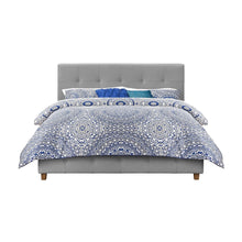 Load image into Gallery viewer, Full size Grey Padded Linen Upholstered Platform Bed with Headboard