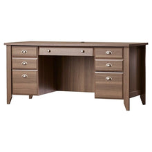 Load image into Gallery viewer, Gray Ash Brown Executive Computer Office Desk with Keyboard Tray - Made In USA