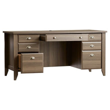 Load image into Gallery viewer, Gray Ash Brown Executive Computer Office Desk with Keyboard Tray - Made In USA