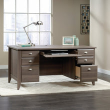 Load image into Gallery viewer, Gray Ash Brown Executive Computer Office Desk with Keyboard Tray - Made In USA