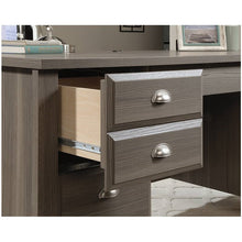 Load image into Gallery viewer, Gray Ash Brown Executive Computer Office Desk with Keyboard Tray - Made In USA