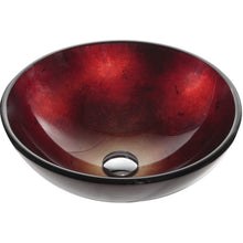 Load image into Gallery viewer, Round Red Tempered Glass Bowl Shape Vessel Bathroom Sink