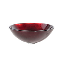 Load image into Gallery viewer, Round Red Tempered Glass Bowl Shape Vessel Bathroom Sink
