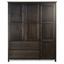Load image into Gallery viewer, Espresso Wood Finish Bedroom Wardrobe Armoire Cabinet Closet