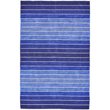 Load image into Gallery viewer, 8' x 11' Striped Hand-Tufted Wool/Cotton Blue Area Rug