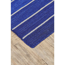 Load image into Gallery viewer, 8' x 11' Striped Hand-Tufted Wool/Cotton Blue Area Rug