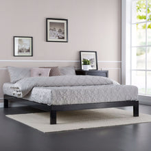 Load image into Gallery viewer, Queen Modern Black Metal Platform Bed Frame with Wooden Slats