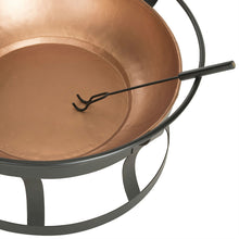 Load image into Gallery viewer, Copper Fire Pit with Black Iron Stand Grate and Fire Poker