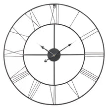 Load image into Gallery viewer, Round 24-inch Metal Wall Clock with Roman Numerals