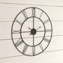 Load image into Gallery viewer, Round 24-inch Metal Wall Clock with Roman Numerals
