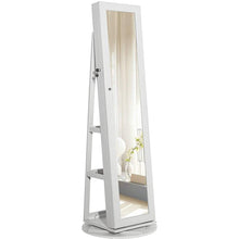 Load image into Gallery viewer, 360 Degree Swivel White Wash Full Length Mirror Locking Jewelry Armoire