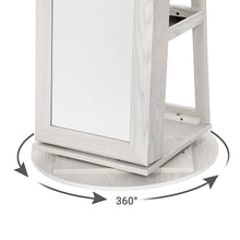 Load image into Gallery viewer, 360 Degree Swivel White Wash Full Length Mirror Locking Jewelry Armoire