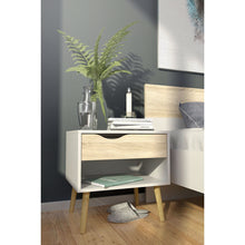 Load image into Gallery viewer, Modern Mid Century Style End Table Nightstand in White & Oak Finish