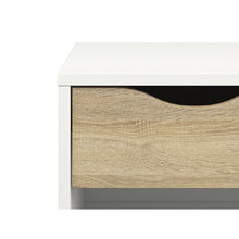 Load image into Gallery viewer, Modern Mid Century Style End Table Nightstand in White & Oak Finish
