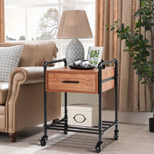 Load image into Gallery viewer, Heavy Duty Steel Frame 1-Drawer End Table Nightstand Side Table on Wheels