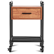 Load image into Gallery viewer, Heavy Duty Steel Frame 1-Drawer End Table Nightstand Side Table on Wheels