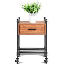 Load image into Gallery viewer, Heavy Duty Steel Frame 1-Drawer End Table Nightstand Side Table on Wheels