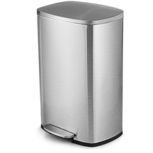 Load image into Gallery viewer, 13-Gallon Modern Stainless Steel Kitchen Trash Can with Foot Step Pedal Design