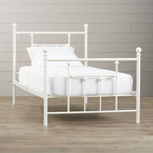 Load image into Gallery viewer, Twin size White Metal Platform Bed Frame with Headboard and Footboard