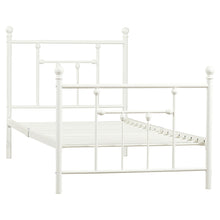 Load image into Gallery viewer, Twin size White Metal Platform Bed Frame with Headboard and Footboard