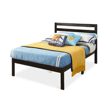 Load image into Gallery viewer, Twin size Wood Platform Bed Frame with Headboard in Espresso