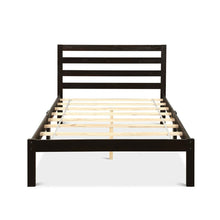 Load image into Gallery viewer, Twin size Wood Platform Bed Frame with Headboard in Espresso