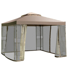 Load image into Gallery viewer, 10 x 10 Ft Outdoor Patio Gazebo with Taupe Brown Canopy and Mesh Sidewalls