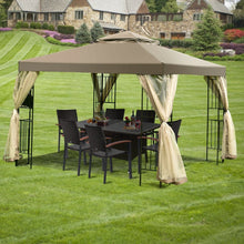Load image into Gallery viewer, 10 x 10 Ft Outdoor Patio Gazebo with Taupe Brown Canopy and Mesh Sidewalls