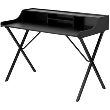 Load image into Gallery viewer, Modern Black Office Table Computer Desk with Raised Top Shelf