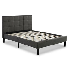 Load image into Gallery viewer, Queen size Dark Grey Upholstered Platform Bed Frame with Headboard