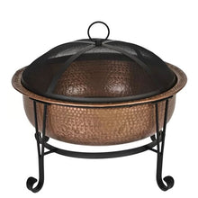 Load image into Gallery viewer, Hammered Copper 26-inch Fire Pit with Stand and Spark Screen