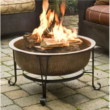 Load image into Gallery viewer, Hammered Copper 26-inch Fire Pit with Stand and Spark Screen