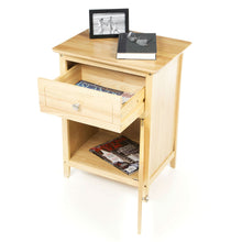 Load image into Gallery viewer, Natural Wood Finish 1-Drawer Bedside Table Cabinet Nightstand