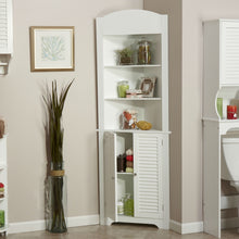 Load image into Gallery viewer, Bathroom Linen Tower Corner Storage Cabinet with 3 Open Shelves in White