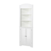 Load image into Gallery viewer, Bathroom Linen Tower Corner Storage Cabinet with 3 Open Shelves in White