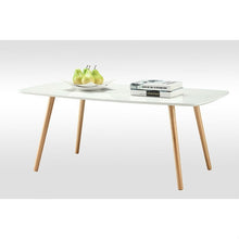 Load image into Gallery viewer, White Top Mid-Century Coffee Table with Solid Wood Legs