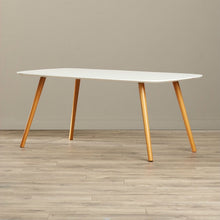 Load image into Gallery viewer, White Top Mid-Century Coffee Table with Solid Wood Legs