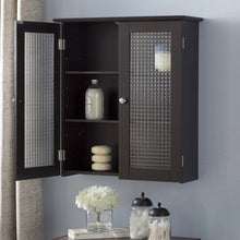 Load image into Gallery viewer, Bathroom Wall Cabinet with Two Glass Doors in Dark Espresso