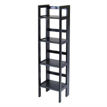 Load image into Gallery viewer, Black 4-Tier Shelf Folding Shelving Unit Bookcase Storage Shelves Tower