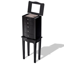Load image into Gallery viewer, Black Wood 5-Drawer Jewelry Chest Storage Chest Cabinet with Mirror