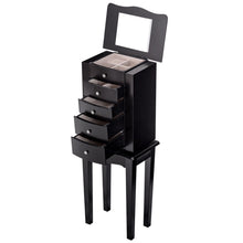 Load image into Gallery viewer, Black Wood 5-Drawer Jewelry Chest Storage Chest Cabinet with Mirror